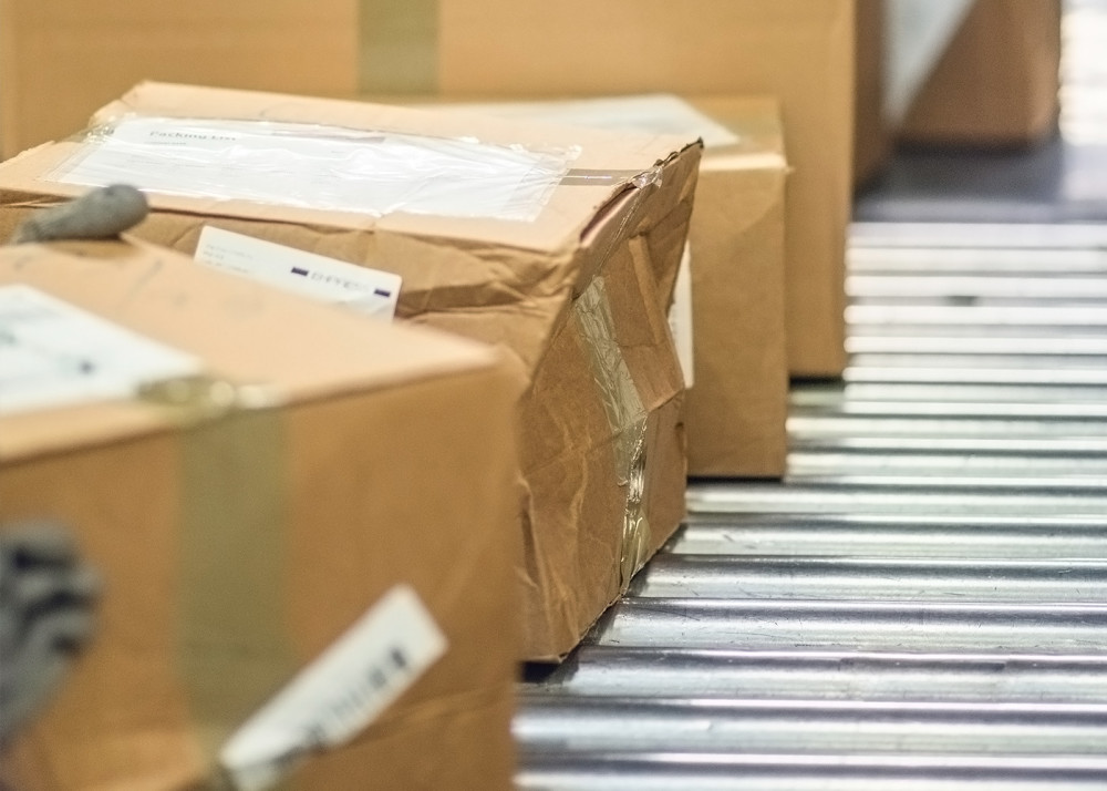 box on conveyer belt