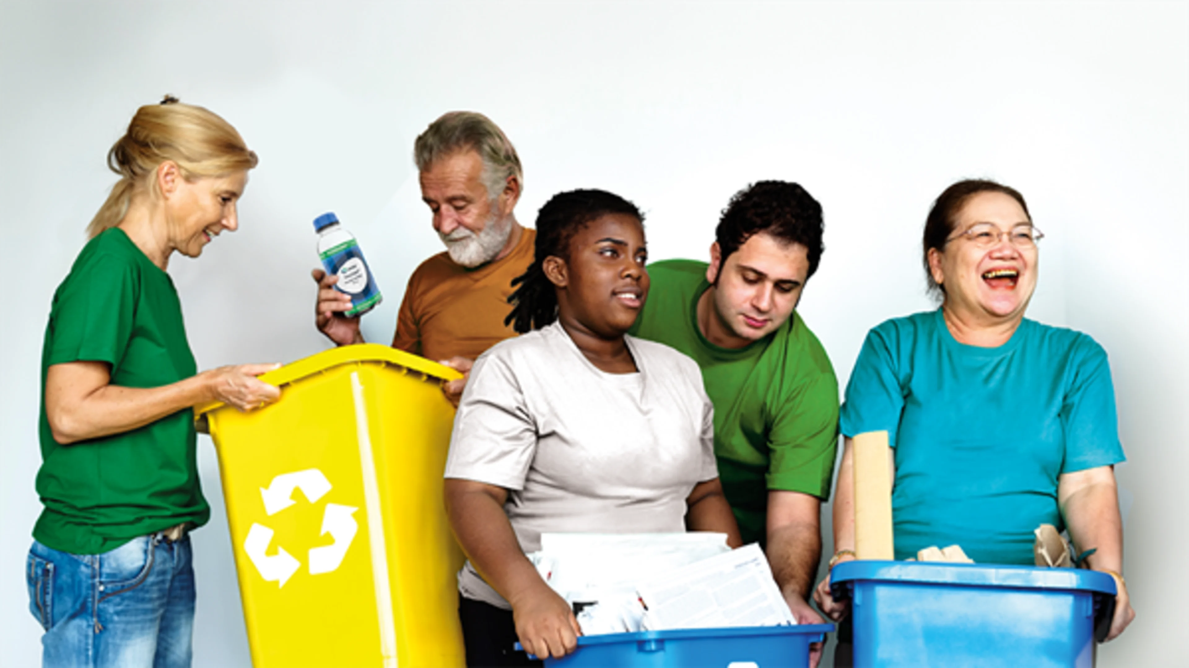 Diverse group recycling together